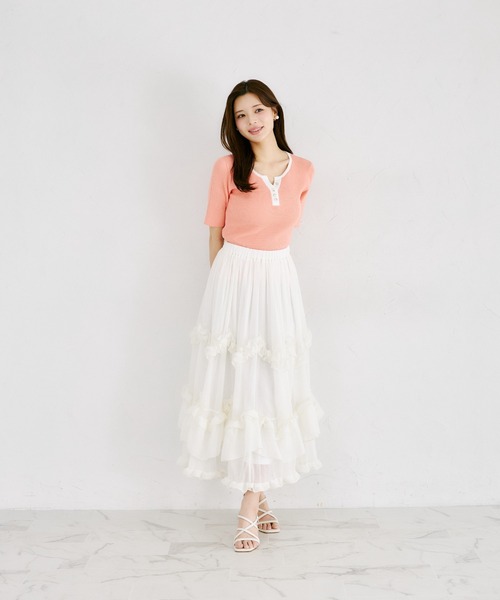 tocco closet(トッコ クローゼット)の「【ZOZO限定】接触冷感バイカラー半袖リブニットトップス(ニット/セーター・レディース・ブラック/ネイビー/コーラルピンク・M)」の14枚目の写真