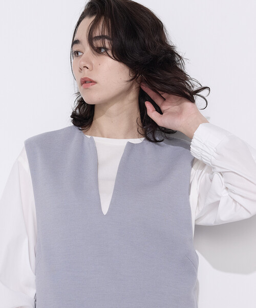 Gabardine K.T(ギャバジンケーティー)の「ケーブルニットベスト付き ワンピース(ワンピース・レディース・ブラック/グレー・9号/7号)」の11枚目の写真