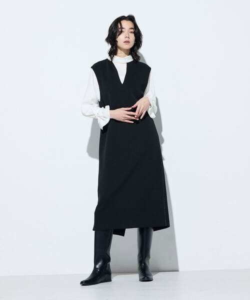 Gabardine K.T(ギャバジンケーティー)の「ケーブルニットベスト付き ワンピース(ワンピース・レディース・ブラック/グレー・9号/7号)」の13枚目の写真