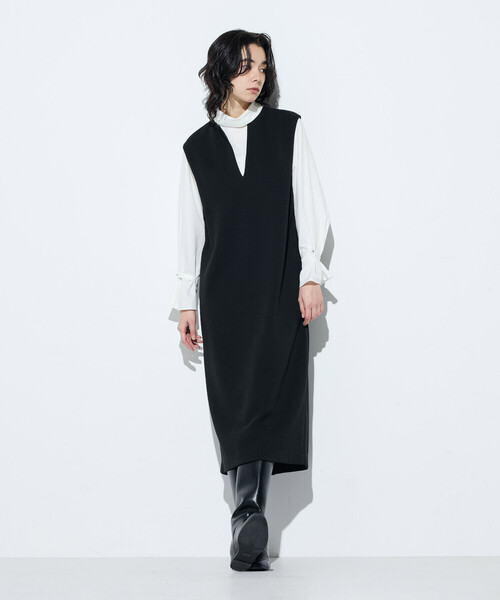 Gabardine K.T(ギャバジンケーティー)の「ケーブルニットベスト付き ワンピース(ワンピース・レディース・ブラック/グレー・9号/7号)」の14枚目の写真