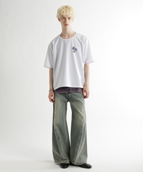 HARE(ハレ)の「フラワーコラージュフハクプルオーバー(HARE)(Tシャツ/カットソー・メンズ・ホワイト/イエロー/ブラック・FREE)」の4枚目の写真