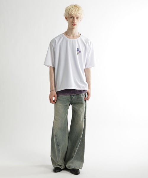 HARE(ハレ)の「フラワーコラージュフハクプルオーバー(HARE)(Tシャツ/カットソー・メンズ・ホワイト/イエロー/ブラック・FREE)」の5枚目の写真