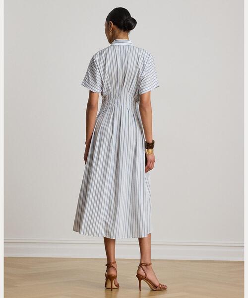 LAUREN RALPH LAUREN（ローレン ラルフ ローレン）の「ストライプド プリーテッド ブロードクロス シャツドレス（シャツワンピース・レディース・ブルー・2/0/4/6/8/10/00）」の4枚目の写真