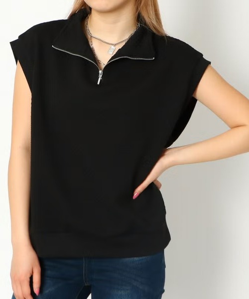 GORGE(ゴージ)の「ハーフZIPフレンチプルオーバー(Tシャツ/カットソー・レディース・ラベンダー/オフホワイト/ブラック・F)」の2枚目の写真