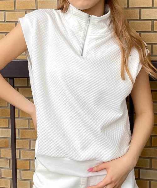 GORGE(ゴージ)の「ハーフZIPフレンチプルオーバー(Tシャツ/カットソー・レディース・ラベンダー/オフホワイト/ブラック・F)」の4枚目の写真