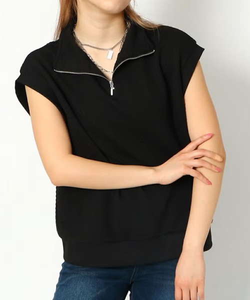 GORGE(ゴージ)の「ハーフZIPフレンチプルオーバー(Tシャツ/カットソー・レディース・ラベンダー/オフホワイト/ブラック・F)」の9枚目の写真