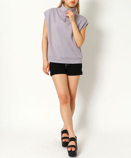 GORGE(ゴージ)の「ハーフZIPフレンチプルオーバー(Tシャツ/カットソー・レディース・ラベンダー/オフホワイト/ブラック・F)」の8枚目の写真