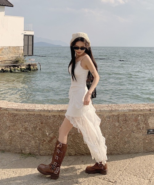 HALEY PESCA（ヘーリーペスカ）の「HALEY PESCA/レースティアード アシンメトリーキャミワンピース（ワンピース・レディース・ホワイト・MEDIUM/SMALL）」の8枚目の写真