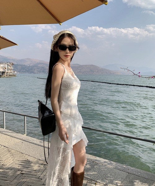 HALEY PESCA（ヘーリーペスカ）の「HALEY PESCA/レースティアード アシンメトリーキャミワンピース（ワンピース・レディース・ホワイト・MEDIUM/SMALL）」の14枚目の写真