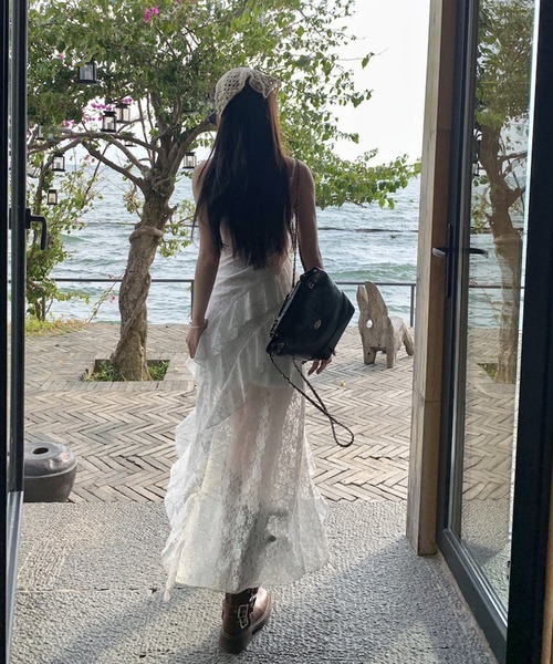 HALEY PESCA（ヘーリーペスカ）の「HALEY PESCA/レースティアード アシンメトリーキャミワンピース（ワンピース・レディース・ホワイト・MEDIUM/SMALL）」の16枚目の写真