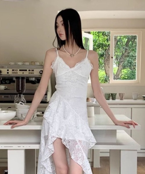 HALEY PESCA（ヘーリーペスカ）の「HALEY PESCA/レースティアード アシンメトリーキャミワンピース（ワンピース・レディース・ホワイト・MEDIUM/SMALL）」の20枚目の写真