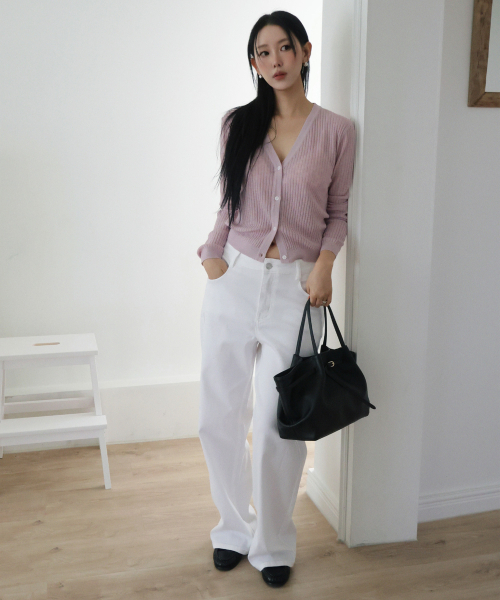 MIND BRIDGE WOMEN（マインドブリッジウーマン）の「[W]ワイドホワイトデニムパンツ（デニムパンツ・レディース・ホワイト・55/66/77）」の2枚目の写真