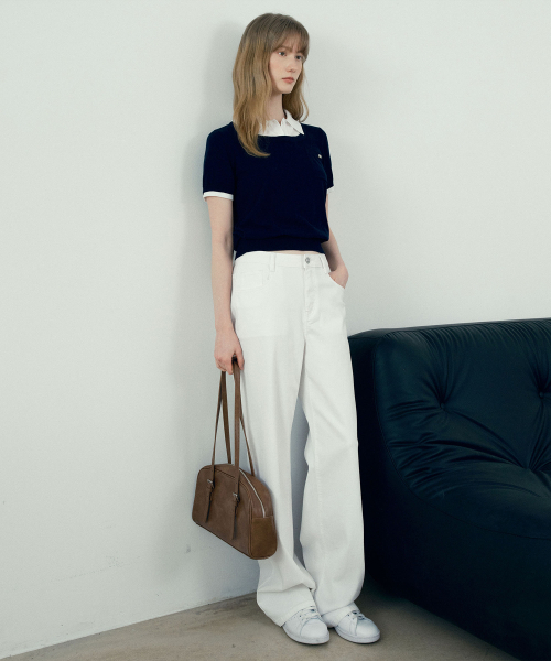 MIND BRIDGE WOMEN（マインドブリッジウーマン）の「[W]ワイドホワイトデニムパンツ（デニムパンツ・レディース・ホワイト・55/66/77）」の6枚目の写真