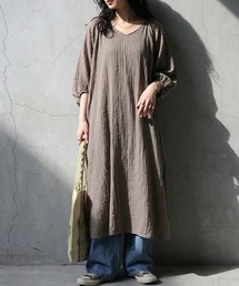 楊柳 ガーゼ Aライン フレア ワンピース