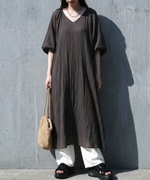 楊柳 ガーゼ Aライン フレア ワンピース