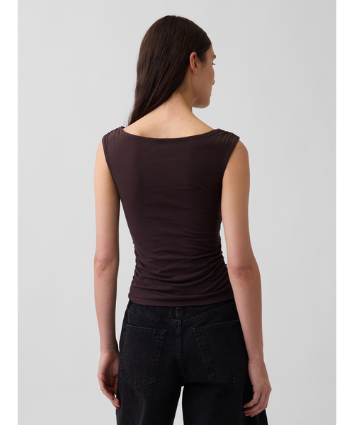 GAP(ギャップ)の「クロースニット ジャージー ルーシュ クロップドトップス(Tシャツ/カットソー・レディース・ブラック/ブラウン/ホワイト・XXS/XL/L/M/S/XS)」の4枚目の写真