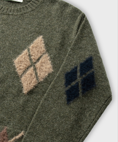 NONBLANK(ノンブランク)の「アーガイルパターンニット_ARBORIST GREEN(ニット/セーター・メンズ・グリーン・MEDIUM/LARGE/X-LARGE)」の4枚目の写真
