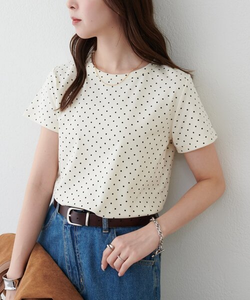 DISCOAT(ディスコート)の「【WEB限定】ドットコンパクトTシャツ(Tシャツ/カットソー・レディース・ブラック/アイボリー/グレー・MEDIUM)」の6枚目の写真