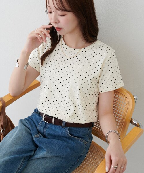 DISCOAT(ディスコート)の「【WEB限定】ドットコンパクトTシャツ(Tシャツ/カットソー・レディース・ブラック/アイボリー/グレー・MEDIUM)」の8枚目の写真