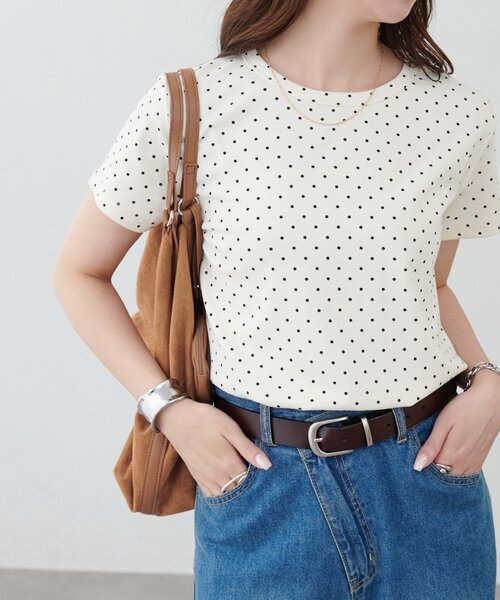 DISCOAT(ディスコート)の「【WEB限定】ドットコンパクトTシャツ(Tシャツ/カットソー・レディース・ブラック/アイボリー/グレー・MEDIUM)」の9枚目の写真