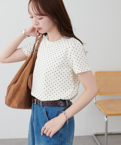 DISCOAT(ディスコート)の「【WEB限定】ドットコンパクトTシャツ(Tシャツ/カットソー・レディース・ブラック/アイボリー/グレー・MEDIUM)」の10枚目の写真
