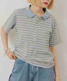 【UNISEX/2サイズ展開】マルチボーダーポロシャツ
