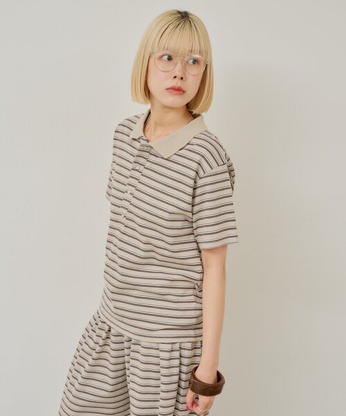 WHIMSIC(ウィムジック)の「【UNISEX/2サイズ展開】マルチボーダーポロシャツ(ポロシャツ・メンズ・ブルー/ベージュ/ブラック・1/2)」の16枚目の写真