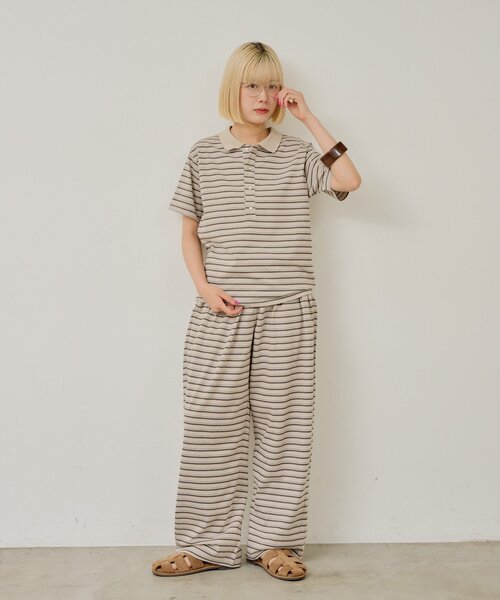 WHIMSIC(ウィムジック)の「【UNISEX/2サイズ展開】マルチボーダーポロシャツ(ポロシャツ・メンズ・ブルー/ベージュ/ブラック・1/2)」の19枚目の写真