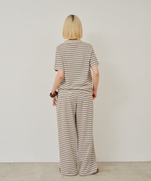 WHIMSIC(ウィムジック)の「【UNISEX/2サイズ展開】マルチボーダーポロシャツ(ポロシャツ・メンズ・ブルー/ベージュ/ブラック・1/2)」の10枚目の写真