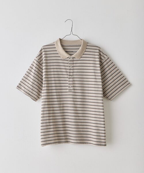 WHIMSIC(ウィムジック)の「【UNISEX/2サイズ展開】マルチボーダーポロシャツ(ポロシャツ・メンズ・ブルー/ベージュ/ブラック・1/2)」の11枚目の写真