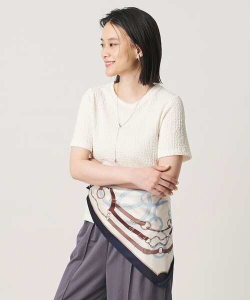 A DAY IN THE LIFE UNITED ARROWS(アデイインザライフユナイテッドアローズ)の「ポコポコ コンパクトTシャツ <A DAY IN THE LIFE>(Tシャツ/カットソー・レディース・オレンジ/オフホワイト/ダークグレー・FREE)」の2枚目の写真