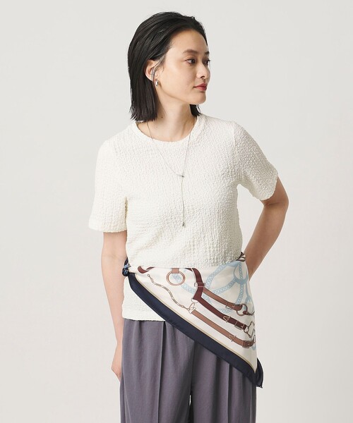 A DAY IN THE LIFE UNITED ARROWS(アデイインザライフユナイテッドアローズ)の「ポコポコ コンパクトTシャツ <A DAY IN THE LIFE>(Tシャツ/カットソー・レディース・オレンジ/オフホワイト/ダークグレー・FREE)」の4枚目の写真