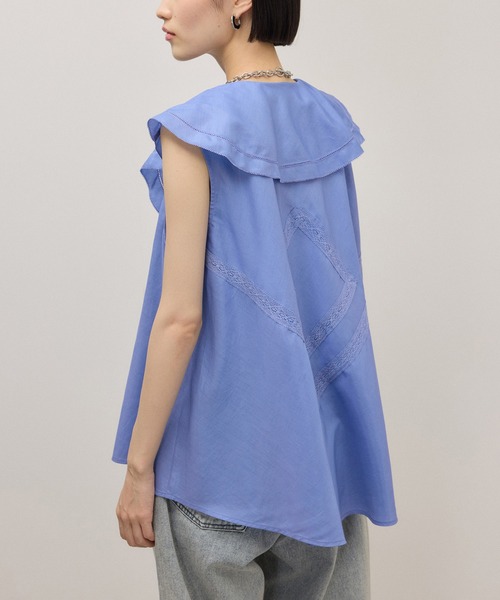 ADAM ET ROPE'(アダムエロペ)の「【サステナブル】ラッフルジレブラウス/接触冷感(シャツ/ブラウス・レディース・サックスブルー/ホワイト・FREE)」の19枚目の写真