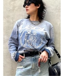 ウォッシュ加工 グラフィック 長袖Tシャツ【2026-2027年秋冬新作】