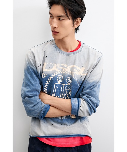 Desigual（デシグアル）の「ウォッシュ加工 グラフィック 長袖Tシャツ【2026-2027年秋冬新作】（Tシャツ/カットソー・メンズ・ブルー・S/M/L）」の3枚目の写真