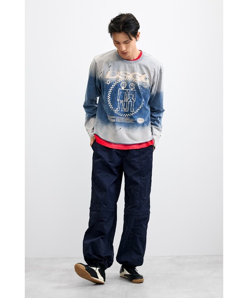 Desigual（デシグアル）の「ウォッシュ加工 グラフィック 長袖Tシャツ【2026-2027年秋冬新作】（Tシャツ/カットソー・メンズ・ブルー・S/M/L）」の4枚目の写真