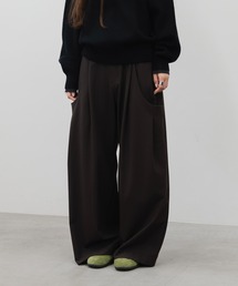 HONE（ホーン）の「volume tuck  curve wide stripe slacks/ ボリュームタックカーブワイドストライプスラックス（スラックス）」