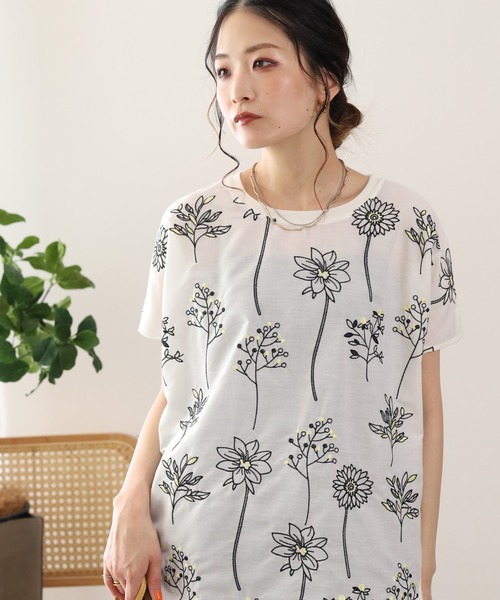 前身布帛刺繍切替プルオーバー 半袖（Tシャツ/カットソー）｜FUNALIVE