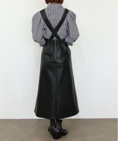 Marilyn Moon(マリリンムーン)の「soft eco-leather jumper skirt(ジャンパースカート・レディース・アイボリー/カーキ/ブラウン・FREE)」の13枚目の写真
