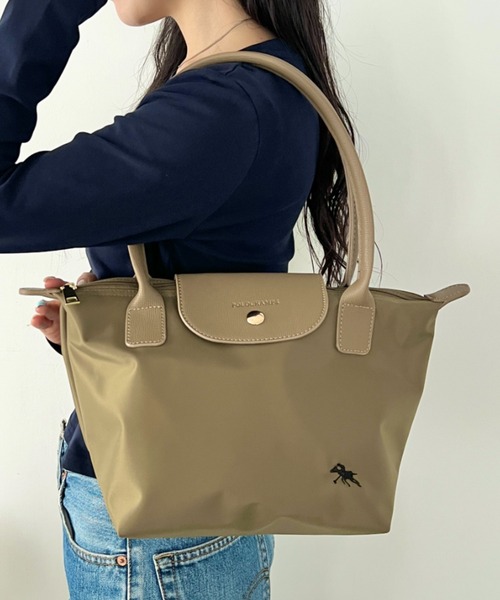 POLOCHAMPS(ポロチャンプス)の「POLOCHAMPS(ポロチャンプス)/PUハンドルトートバッグ 2サイズ展開 A4サイズ収納可能 通勤 通学 ビジネスバッグ(ショルダーバッグ・レディース・ネイビー/カーキ/ベージュ/ブラック系その他/ブラック・S/M)」の4枚目の写真
