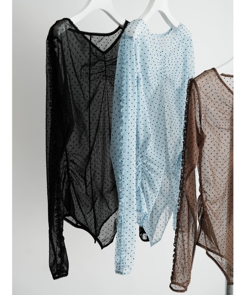 Katrin TOKYO（カトリーントーキョー）の「flocky dot sheer mesh tops（Tシャツ/カットソー・レディース・ブルー/ブラウン/ブラック・FREE/XS）」の8枚目の写真