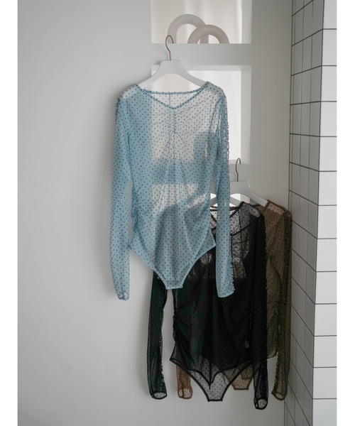 Katrin TOKYO（カトリーントーキョー）の「flocky dot sheer mesh tops（Tシャツ/カットソー・レディース・ブルー/ブラウン/ブラック・FREE/XS）」の9枚目の写真