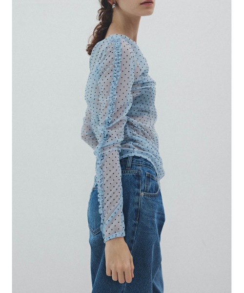 Katrin TOKYO（カトリーントーキョー）の「flocky dot sheer mesh tops（Tシャツ/カットソー・レディース・ブルー/ブラウン/ブラック・FREE/XS）」の15枚目の写真