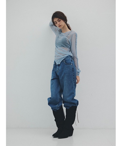 Katrin TOKYO（カトリーントーキョー）の「flocky dot sheer mesh tops（Tシャツ/カットソー・レディース・ブルー/ブラウン/ブラック・FREE/XS）」の19枚目の写真