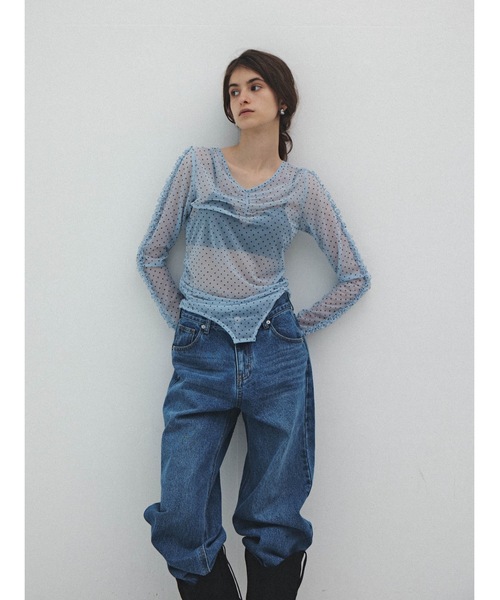 Katrin TOKYO（カトリーントーキョー）の「flocky dot sheer mesh tops（Tシャツ/カットソー・レディース・ブルー/ブラウン/ブラック・FREE/XS）」の21枚目の写真