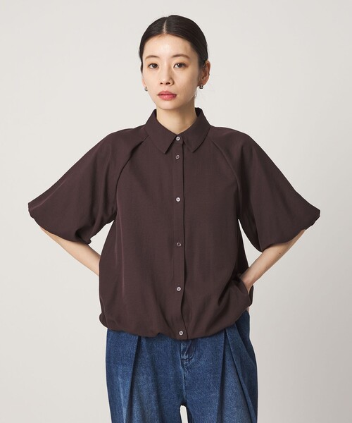 CITEN(シテン)の「<CITEN>サテンバルーンスリーブ(シャツ/ブラウス・レディース・ブラック/ブラウン・フリー)」の2枚目の写真