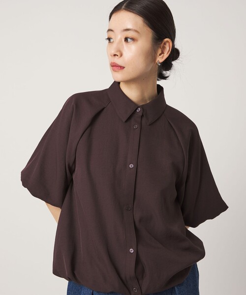CITEN(シテン)の「<CITEN>サテンバルーンスリーブ(シャツ/ブラウス・レディース・ブラック/ブラウン・フリー)」の3枚目の写真