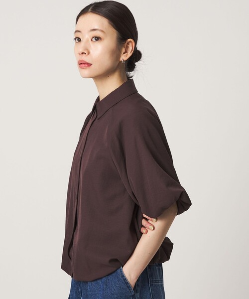 CITEN(シテン)の「<CITEN>サテンバルーンスリーブ(シャツ/ブラウス・レディース・ブラック/ブラウン・フリー)」の4枚目の写真