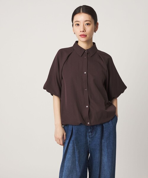 CITEN(シテン)の「<CITEN>サテンバルーンスリーブ(シャツ/ブラウス・レディース・ブラック/ブラウン・フリー)」の5枚目の写真