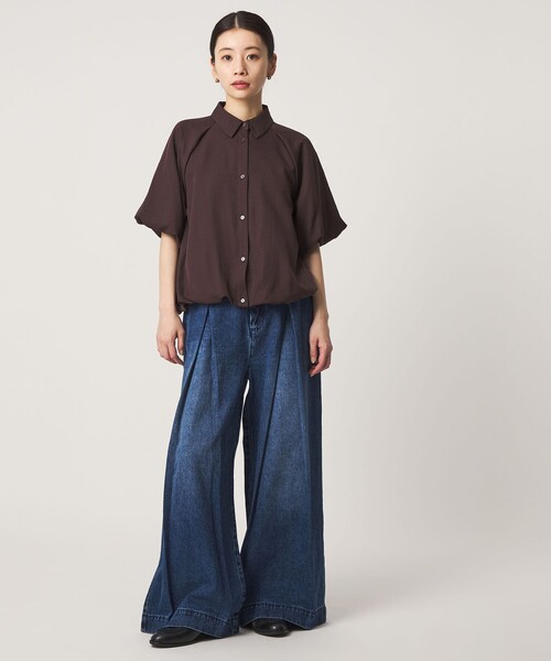 CITEN(シテン)の「<CITEN>サテンバルーンスリーブ(シャツ/ブラウス・レディース・ブラック/ブラウン・フリー)」の6枚目の写真